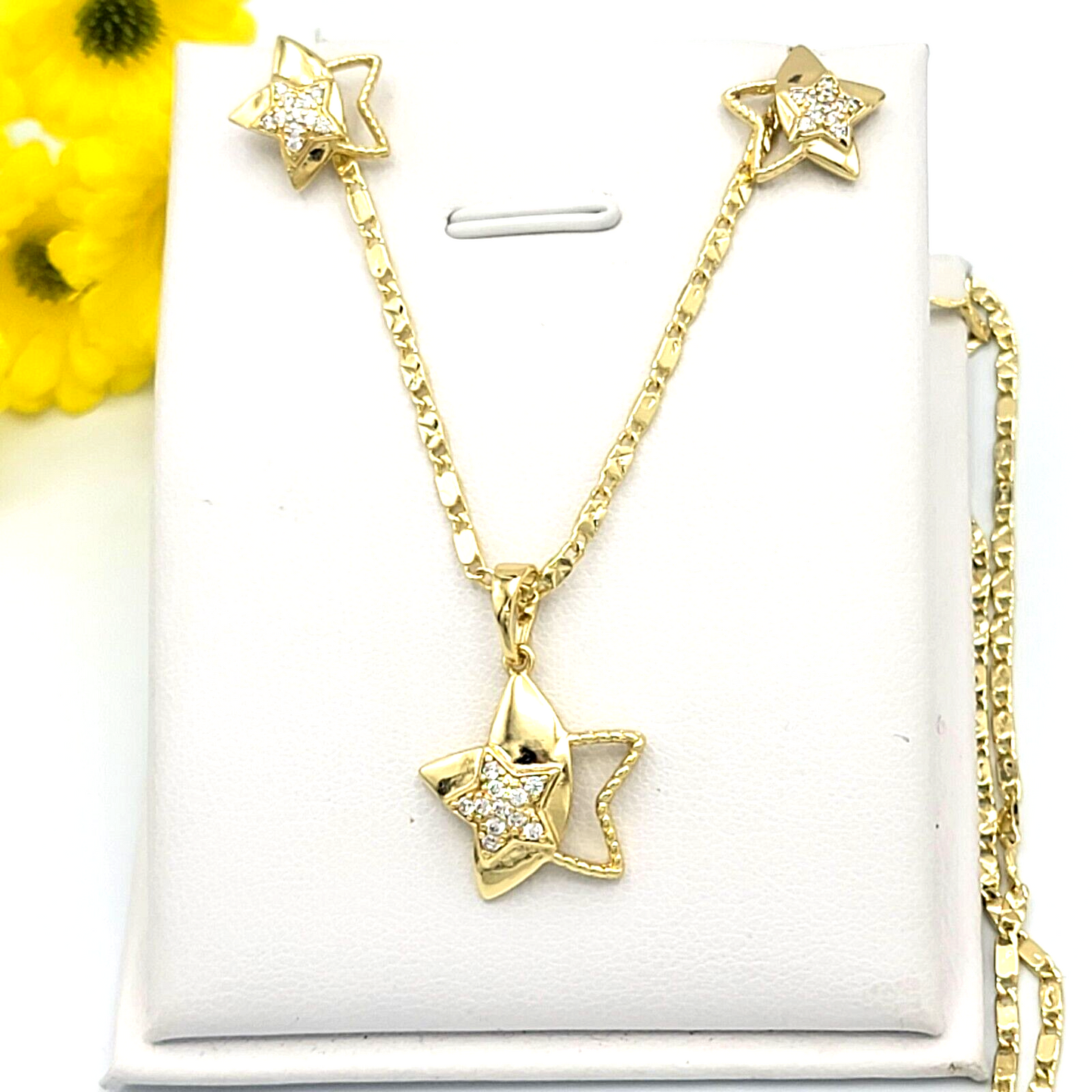 Sets - 14K Gold Plated. Stars w crystals.