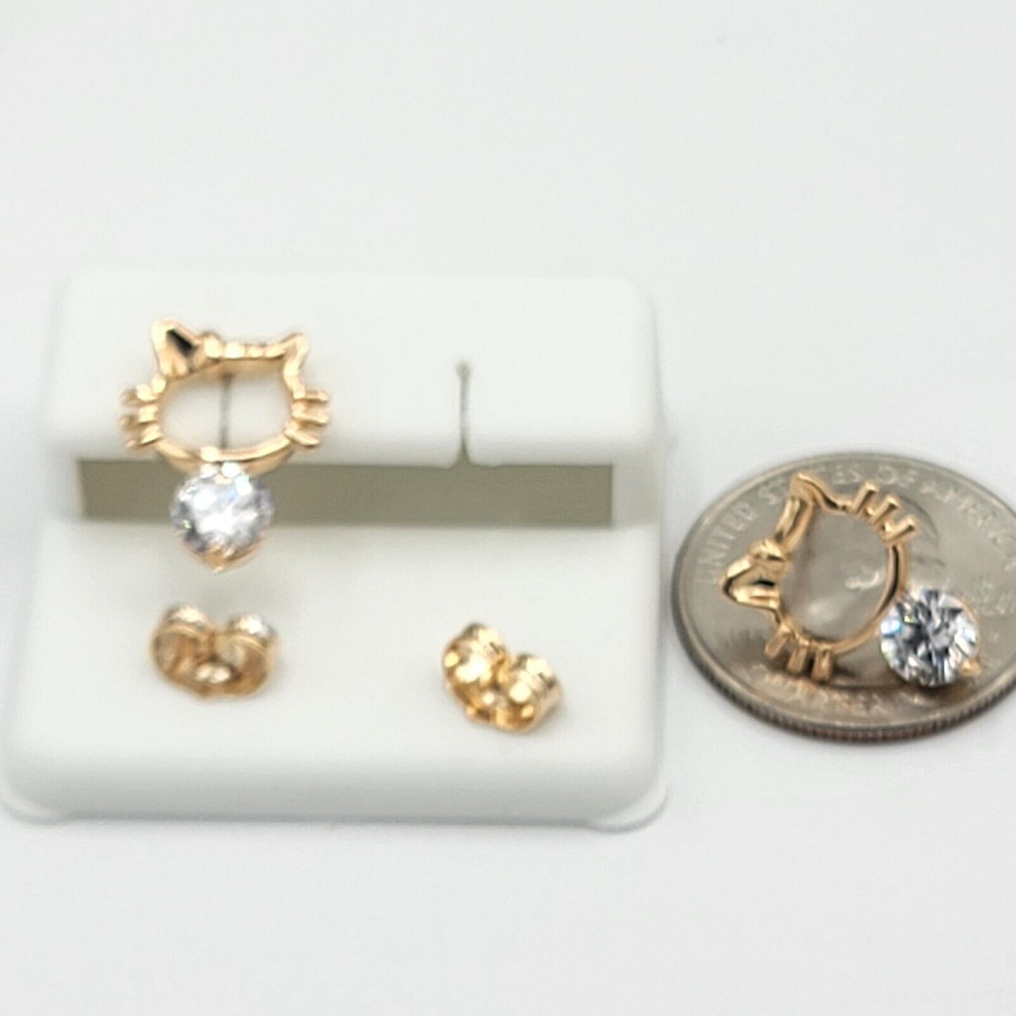 Earrings - 18K Gold Plated. Unique Kitty Cat crystal stud earrings