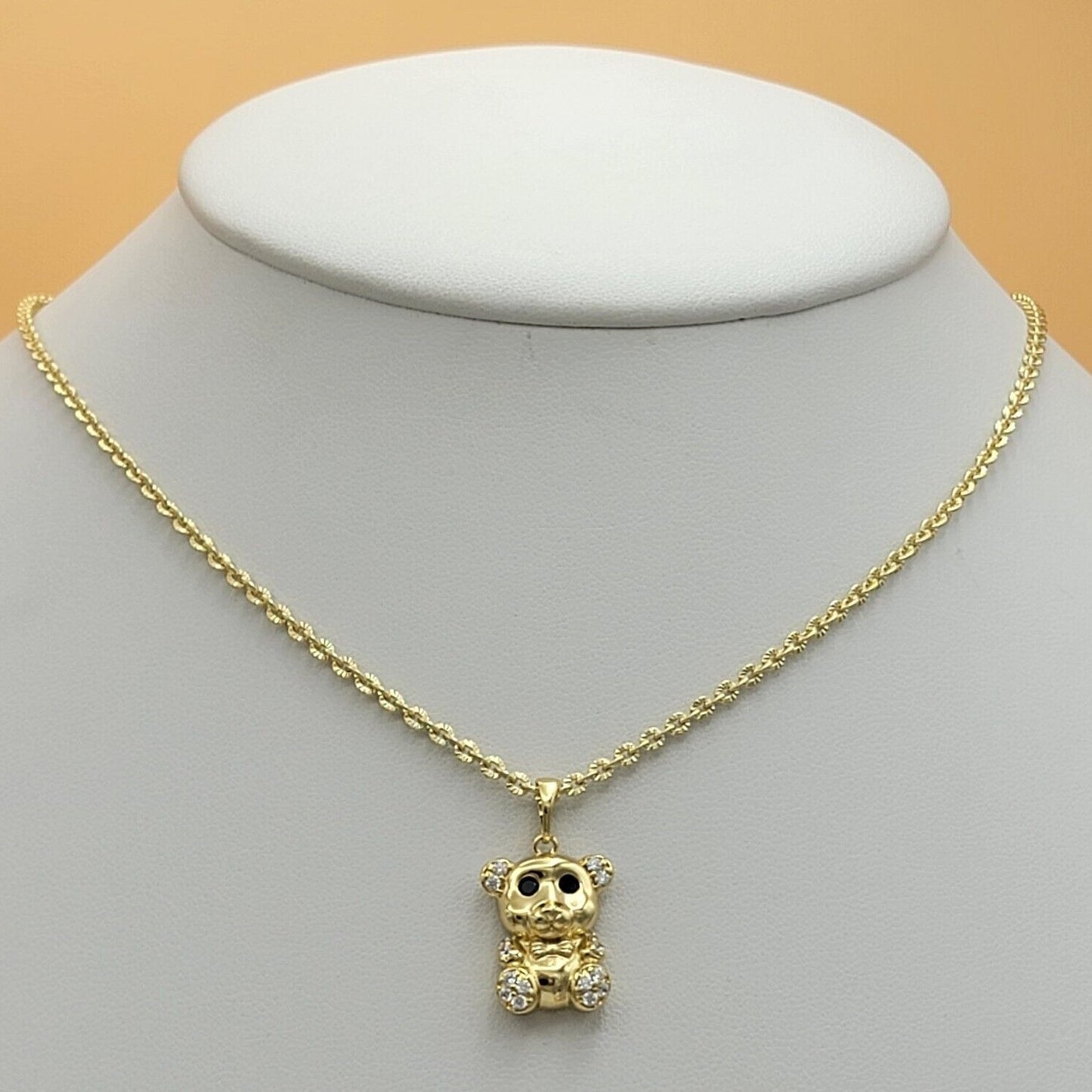 Necklaces - 14K Gold Plated. Cute Little Bear Pendant & Chain. Animal