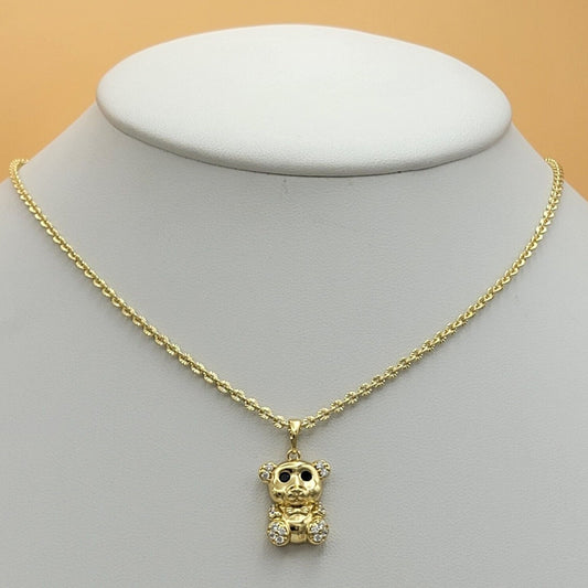 Necklaces - 14K Gold Plated. Cute Little Bear Pendant & Chain. Animal