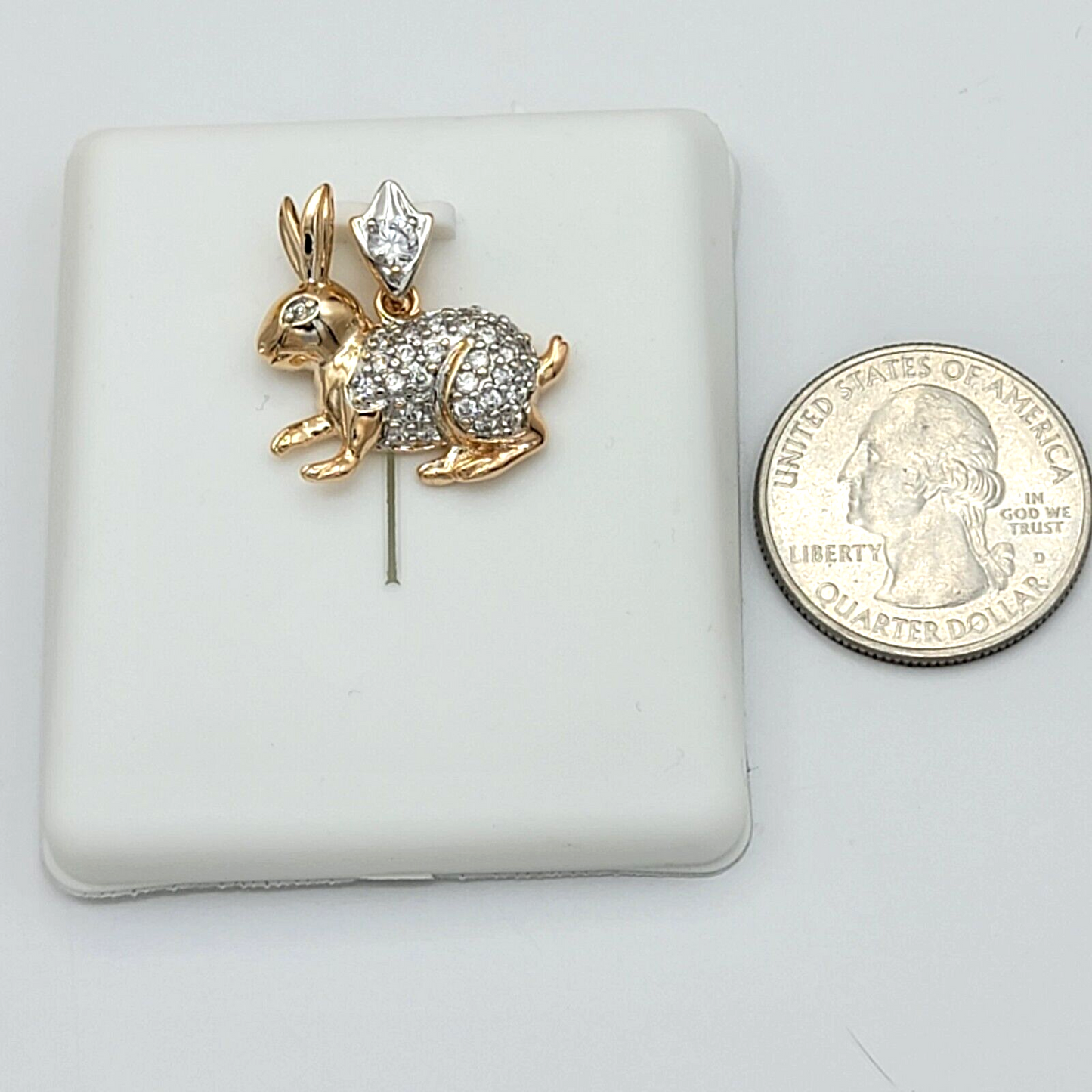 Necklaces - 18K Gold Plated. Clear Crystals Rabbit Bunny Pendant & Chain.
