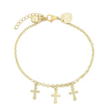 Bracelets - 14K Gold Plated. 3 Crosses. *Premium Q*