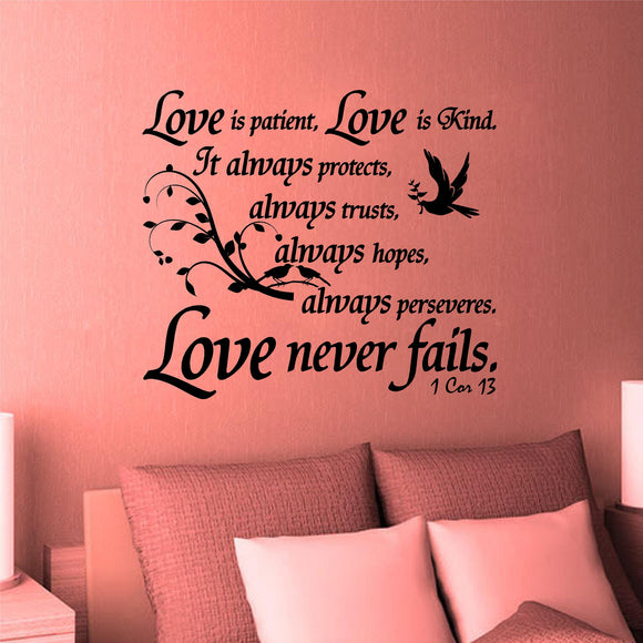 Christian Home Decor. Wall Decal.   Bible Scripture:  1 Corinthians 13:4