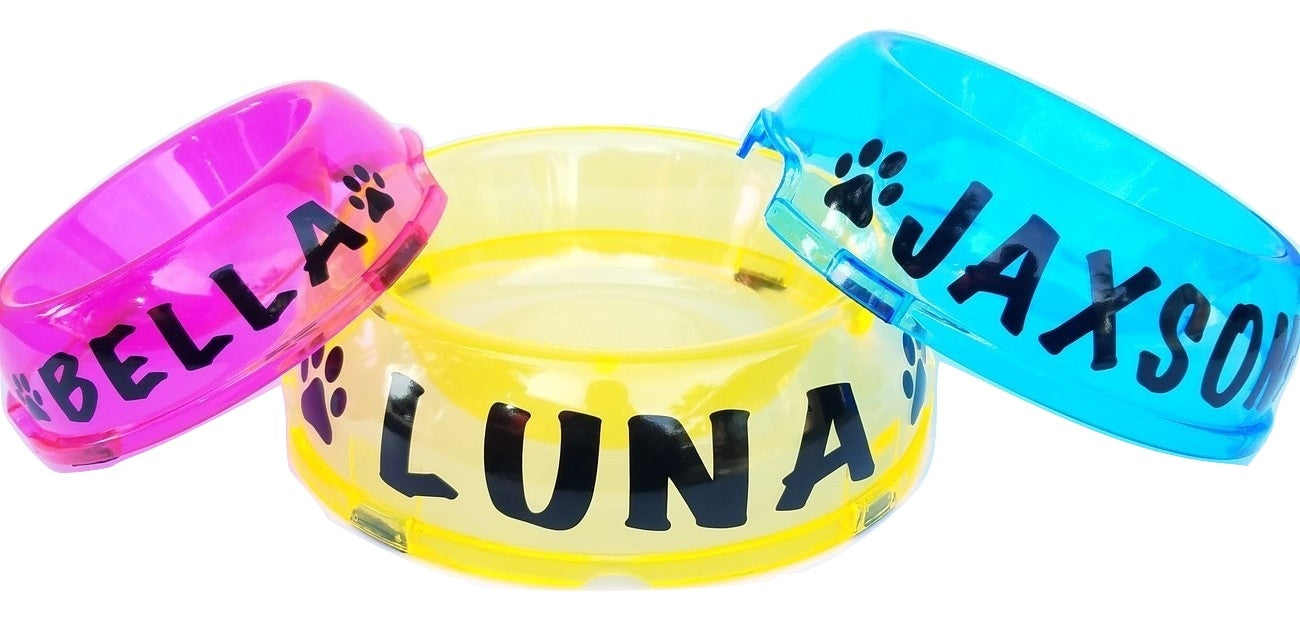 Custom Pet Bowl - Clear Color Dog Cat Pet food bowl. Translucent Dish.