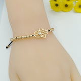 Bracelets - 18K Gold Plated. Hamsa Hand Adjustable Thread Bracelet. *Premium Q*
