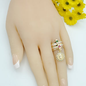 Tri Color GOLD PLATED Jewelry. Our Lady of Guadalupe Ring.