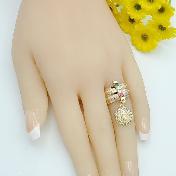 Tri Color GOLD PLATED Jewelry. Our Lady of Guadalupe Ring.