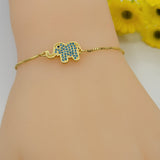 Bracelets - 14K Gold Plated. Elephant Adjustable Bracelet.
