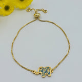 Bracelets - 14K Gold Plated. Elephant Adjustable Bracelet.