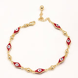 Anklets - 14K Gold Plated. Red Evil Eye.