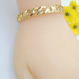 Bangles - 14K Gold Plated. Multicolor Crystals. Simulated Cuban Chain. Adjustable Bracelet.