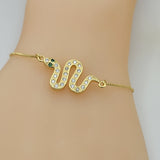 Bracelets - 14K Gold Plated. Snake Adjustable Bracelet.