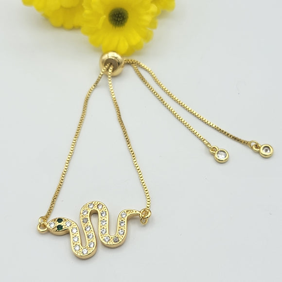 Bracelets - 14K Gold Plated. Snake Adjustable Bracelet.
