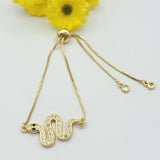 Bracelets - 14K Gold Plated. Snake Adjustable Bracelet.