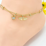 Anklets - 14K Gold Plated. Whale Tail Charm Anklet. Tobillera *Premium Q*