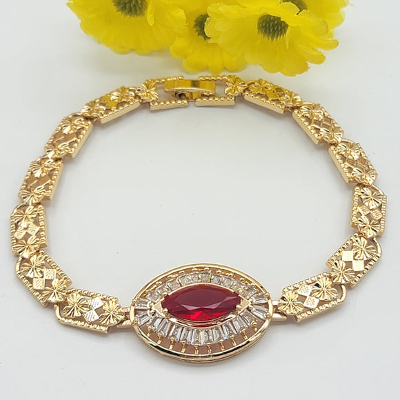Bracelets - 18K Gold Plated. Red Eye. Clear crystals. *Premium Q*