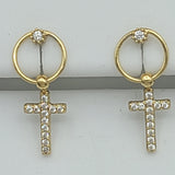 Earrings - 14K Gold Plated. Cross Earring. *Premium Q*