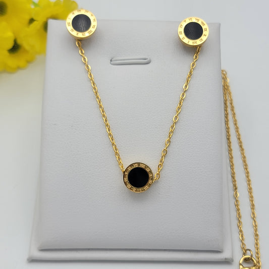 Sets - Stainless Steel - Yellow Gold Plated. Roman Numbers. *Premium Q*