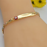 Bracelets - Tri Color Gold Plated. Red Evil Eye. Mariner link chain.