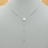 Solid 925 Sterling Silver. Our Lady of Guadalupe Rosary Necklace. Virgen. 2" 3mm beads