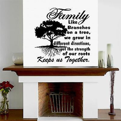Stickers. Vinyl Wall Decal. Quotes. Tree. Inspirational Decal. Family. Roots keep us together. 20" W