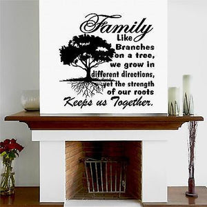 Tree Wall Decal. Inspirational Decal. Family. Roots keep us together. 20" W