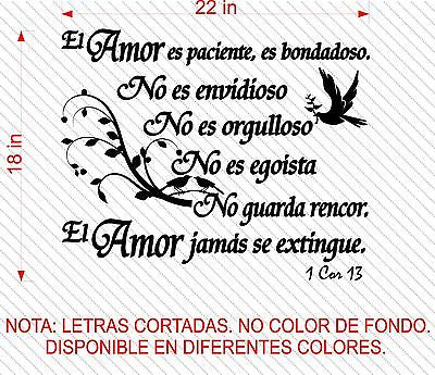 Vinilos Decorativos. Versículo de la biblia: 1 Corintios 13. Amor