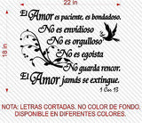 Spanish Wall Decals. Vinilos Decorativos. Versículo de la biblia: 1 Corintios 13. El amor