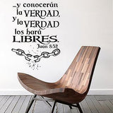 Spanish Wall Decals. Vinilos Decorativos. Versículo de la biblia: Juan 8:32
