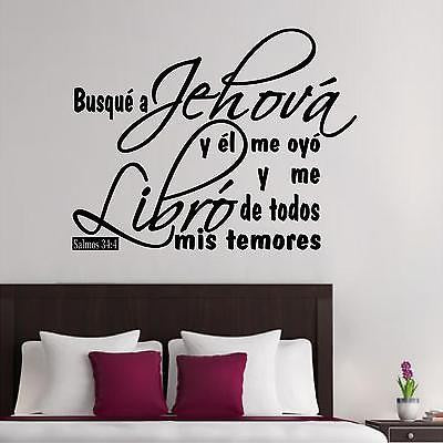 Spanish Wall Decals. Vinilos Decorativos. Versículo de la biblia: Salmos 34:4
