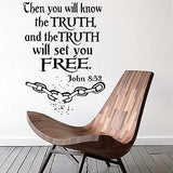 Christian Home Decor. Wall Decal. Bible Scripture: John 8:32