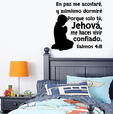 Vinilos Decorativos. Versículo de la biblia: Salmo 4:8