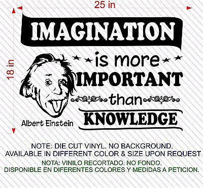 Stickers. Vinyl Wall Decal. Quotes. Albert Einstein: Imagination is more important.