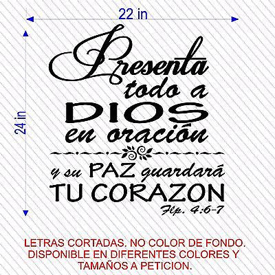 Vinilos Decorativos. Versículo de la biblia: Filipenses 4:6-7