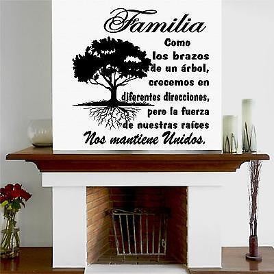 Stickers. Vinyl Wall Decal. Quotes. Tree. Wall Art. Sticker. Arbol Familia Unida por sus raices.  20"