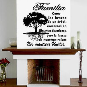 Tree Wall Decal. Wall Art. Sticker. Arbol Familia Unida por sus raices.  20"