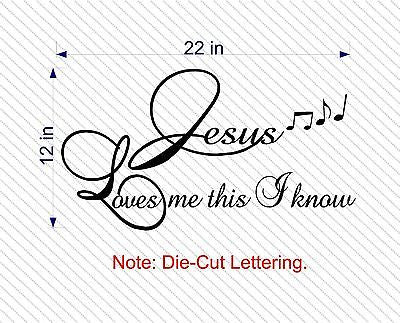 Stickers. Vinyl Wall Decal. Jesus Loves me this I know. Music Notes.