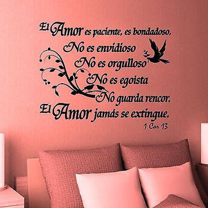 Spanish Wall Decals. Vinilos Decorativos. Versículo de la biblia: 1 Corintios 13. El amor