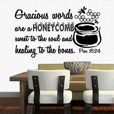 Stickers. Vinyl Wall Decal. Bible Scripture: Proverb 16:24