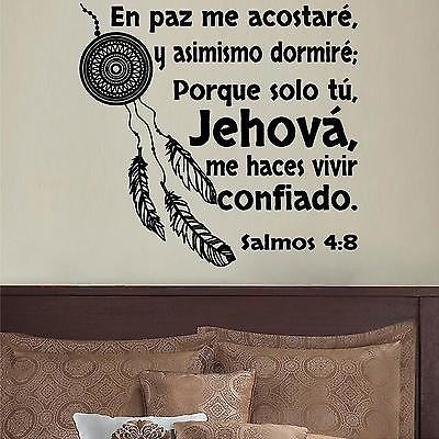 Vinilos Decorativos. Versículo de la biblia: Salmo 4:8.