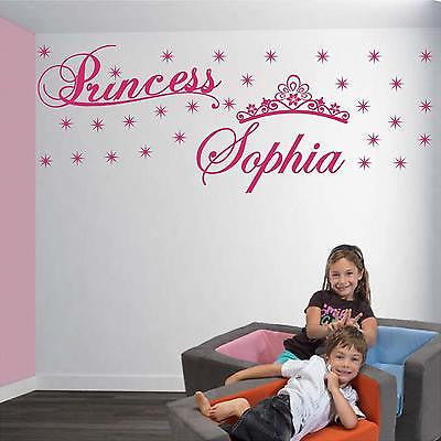 Stickers. Vinyl Wall Decal. Nursery. Custom her beauty name. Princess, Tiara, crown.