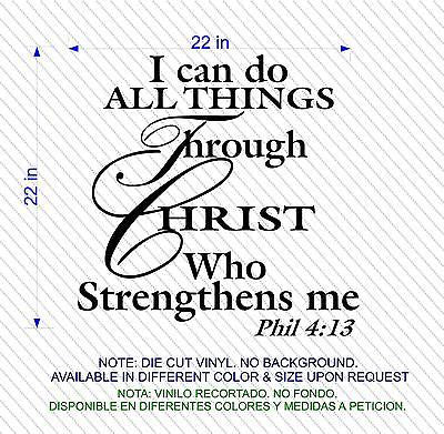 Stickers. Vinyl Wall Decal. Bible Scripture: Phil 4: I Can Do All Through Christ…