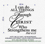 Christian Home Decor. Wall Decal. Bible Scripture:   Phil 4: I Can Do All Through Christ…