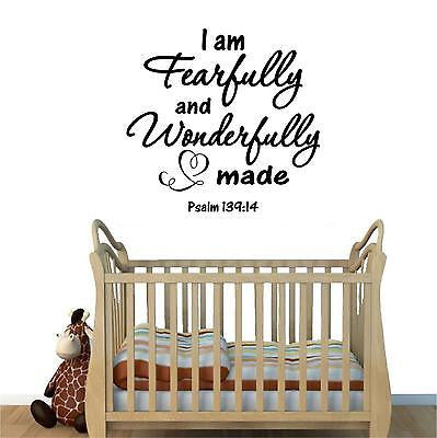 Stickers. Vinyl Wall Decal. Bible Scripture: Psalm 139:14