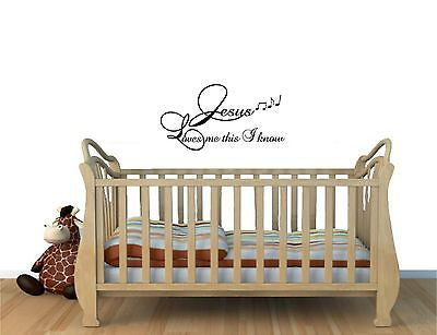 Christian Home Decor. Wall Decal.  Jesus Loves me this I know. Music Notes.