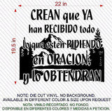 Spanish Wall Decals.  Vinilos Decorativos.  Versiculo de la biblia: Marcos 11:24