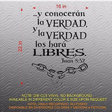 Spanish Wall Decals. Vinilos Decorativos. Versículo de la biblia: Juan 8:32