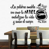 Spanish Wall Decals. Vinilos Decorativos. Versículo de la biblia: Proverbios 16:24