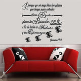Spanish Wall Decals. Vinilos Decorativos. Versículo de la biblia: Jeremias 29:11