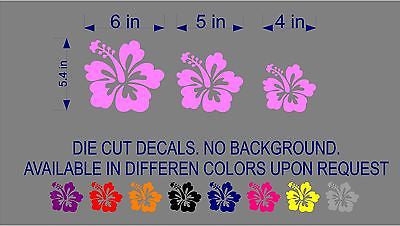 Decals - Stickers. Set of 3 Hibiscus Hawaiian Flower